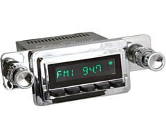 RetroSound Radio voor 65-66 Ford Mustang, Chrome met Zwarte Drukknoppen