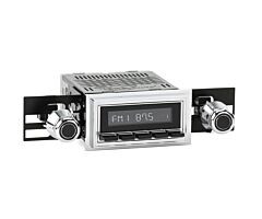 RetroSound Radio voor 69-72 Ford LTD, Chrome met Zwarte Drukknoppen